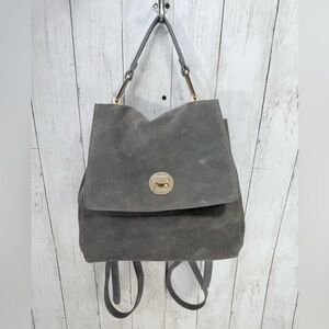 Moda Luxe Gray Leather Backpack Convertible Purse Large Travel bag, causal